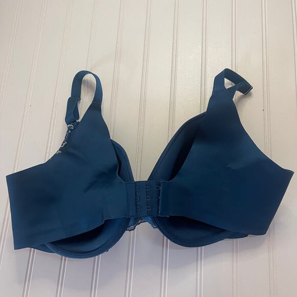 Soma Vanishing Back Full Coverage Lace Trim Bra Teal Womens 38D - Picture 2 of 5